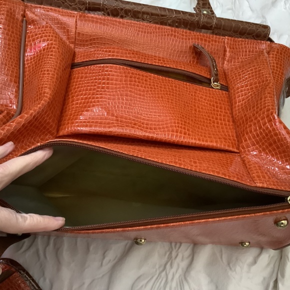 EUC Samantha Brown orange travel satchel carryon crossbody bag - Picture 10 of 14